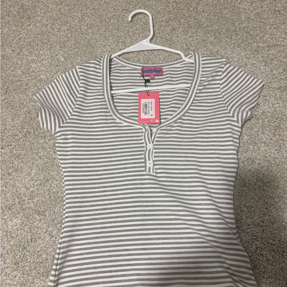 Edikted Gray Striped Crop Top